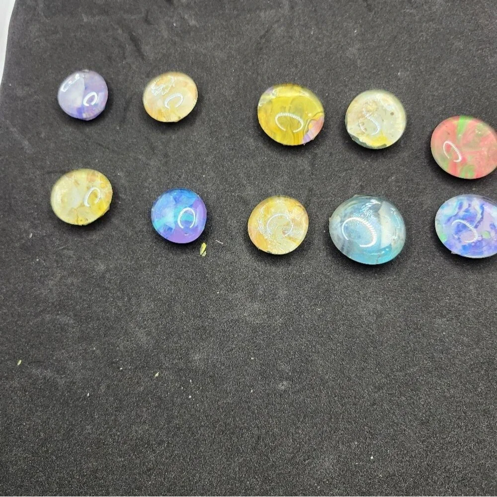 Hand Crafted Refrigerator Magnets Rainbow Extra Strong Glass Cabochon Art Set 10